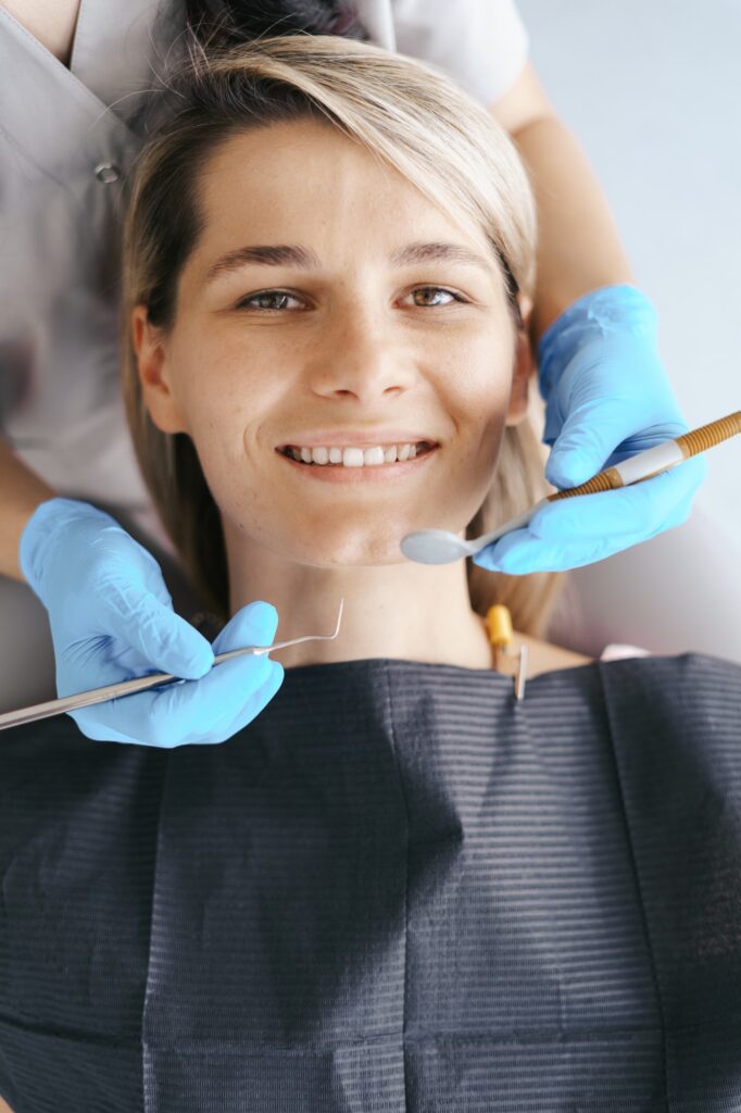 Patient female at dentist